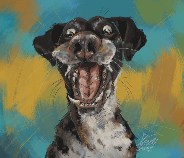 Dog bust portrait
